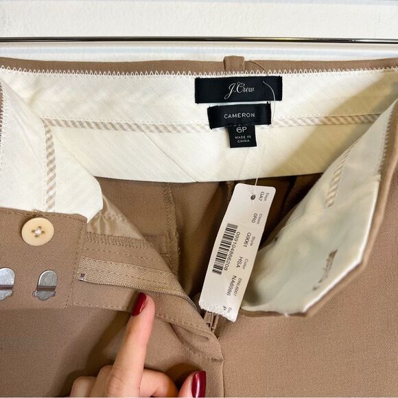 J.Crew Cameron Slim Cropped Pants in Tan NEW Size 6P Career Classic Office - Picture 7 of 11